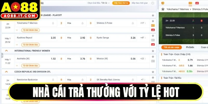 Nhà cái trả thưởng với tỷ lệ hot